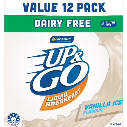 Up&go Dairy Free Liquid Breakfast Vanilla Ice 250ml X 12 Pack