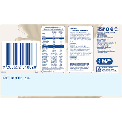 Up&go Dairy Free Liquid Breakfast Vanilla Ice 250ml X 12 Pack
