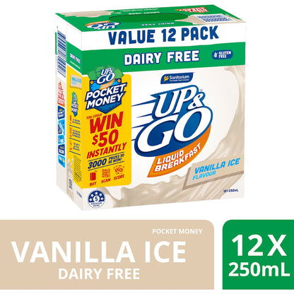 Up&go Dairy Free Liquid Breakfast Vanilla Ice 250ml X 12 Pack
