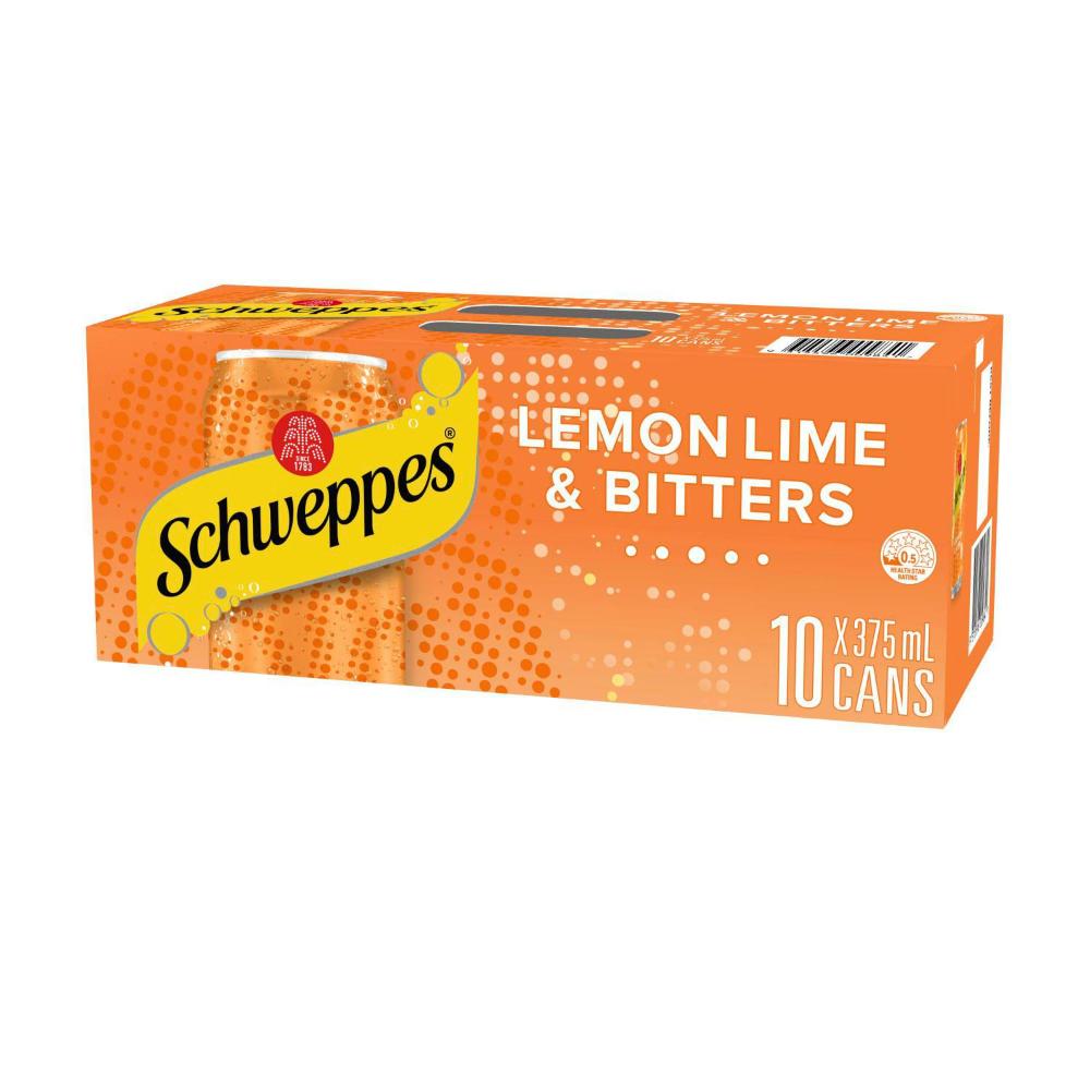 Schweppes Mixers Lemon Lime & Bitters Soft Drink 10x375ml