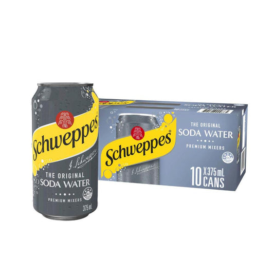 Schweppes Mixers Soda Water Soft Drink 10x375ml