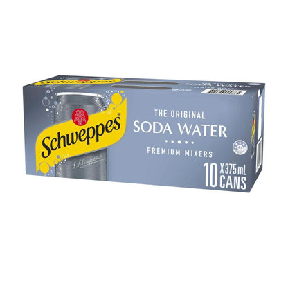 Schweppes Mixers Soda Water Soft Drink 10x375ml