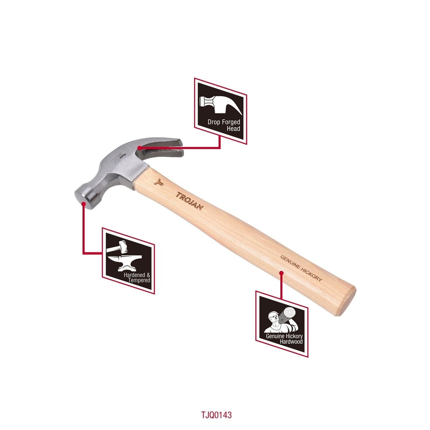 Trojan Timber Claw Hammer - 16oz - 450g