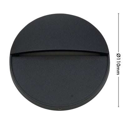 Arlec 4W Black CCT LED Round Exterior Step Light - 110 x 25mm