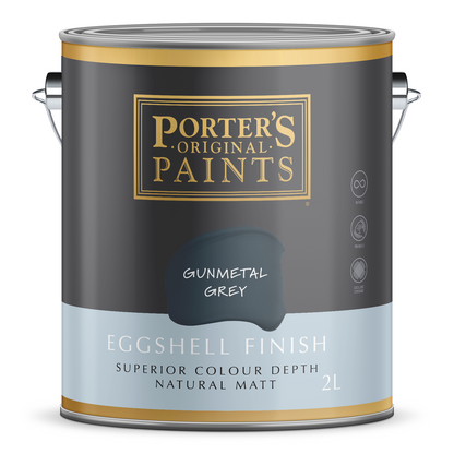 Porter's Washable Paint - 2L - Gunmetal Grey - Eggshell