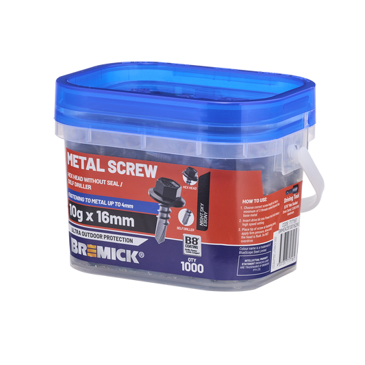Bremick Metal Hex Screw - 10g x 16mm - 1000 Pack