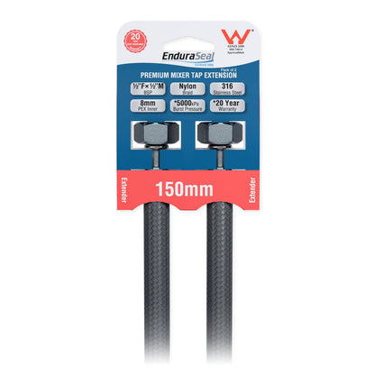 Enduraseal Silver Flexible Braided Water Connector - 150mm - 2 Pack
