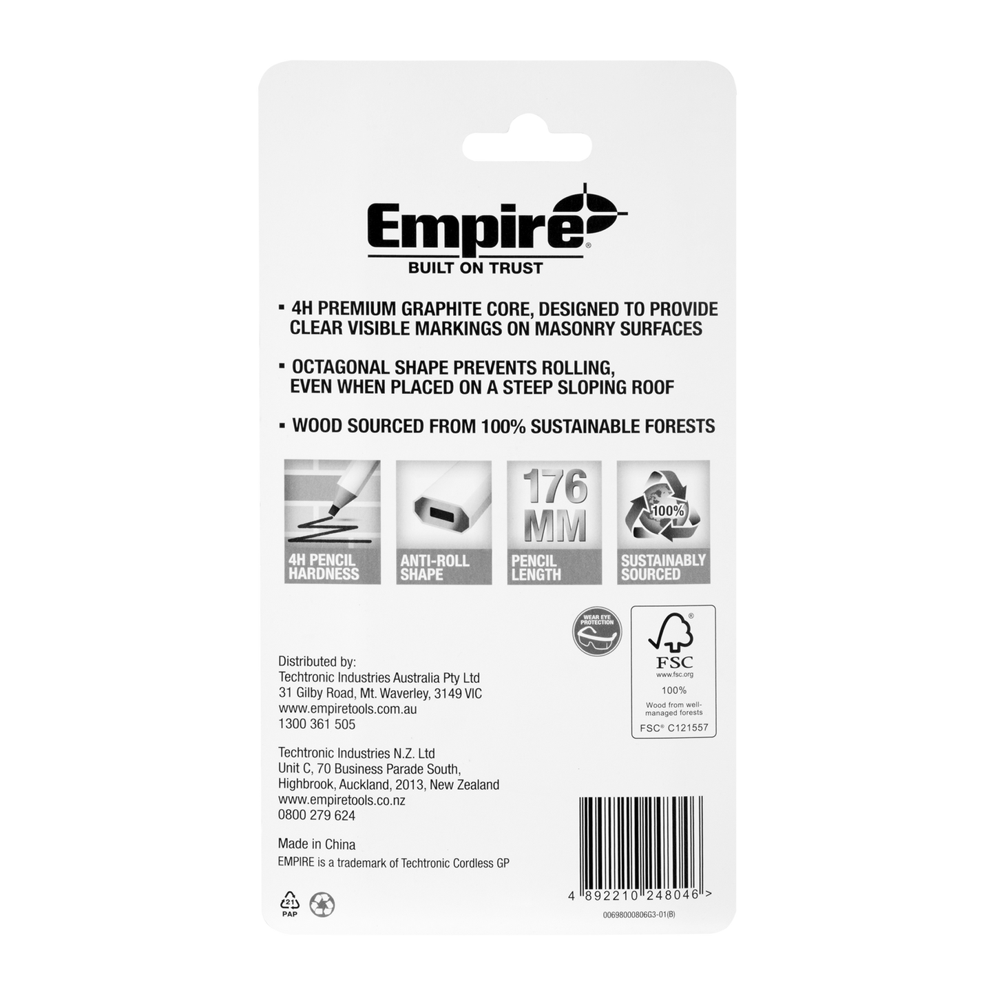 Empire Hard Masonry Pencil Pack - 10 Piece - 176mm