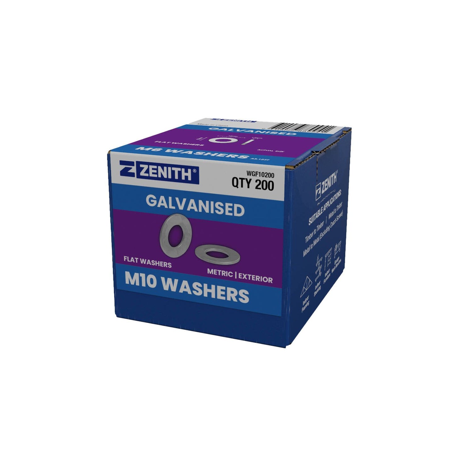 Zenith M10 Hot Dip Galvanised Flat Round Washers - 200 Pack