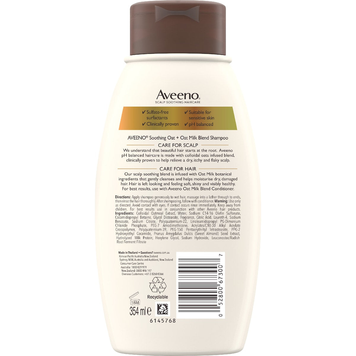 Aveeno Oat Milk Blend Moisturising Shampoo For Damaged Hair 354ml