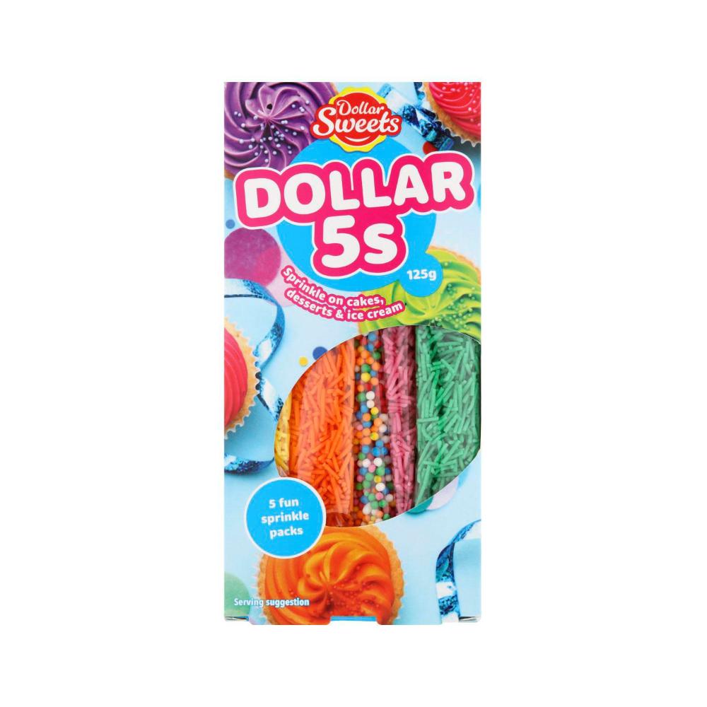 Dollar Sweets Sprinkles 5 In 1 Pack - 125g