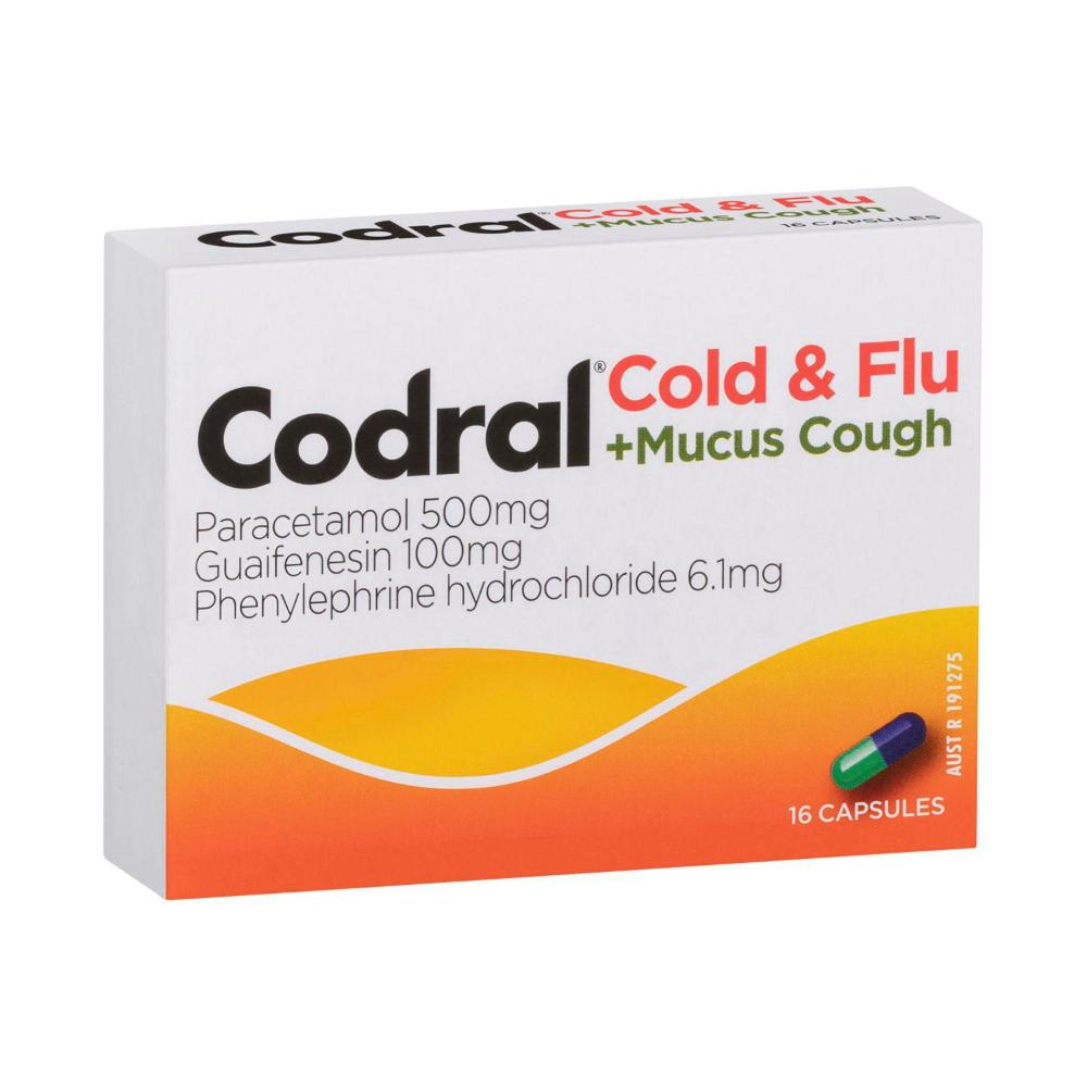Codral Cold & Flu + Mucus Cough Capsules - 16 pack