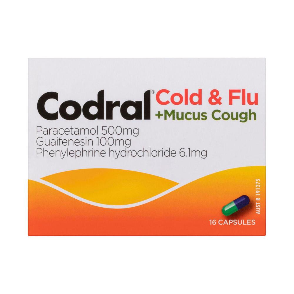 Codral Cold & Flu + Mucus Cough Capsules - 16 pack