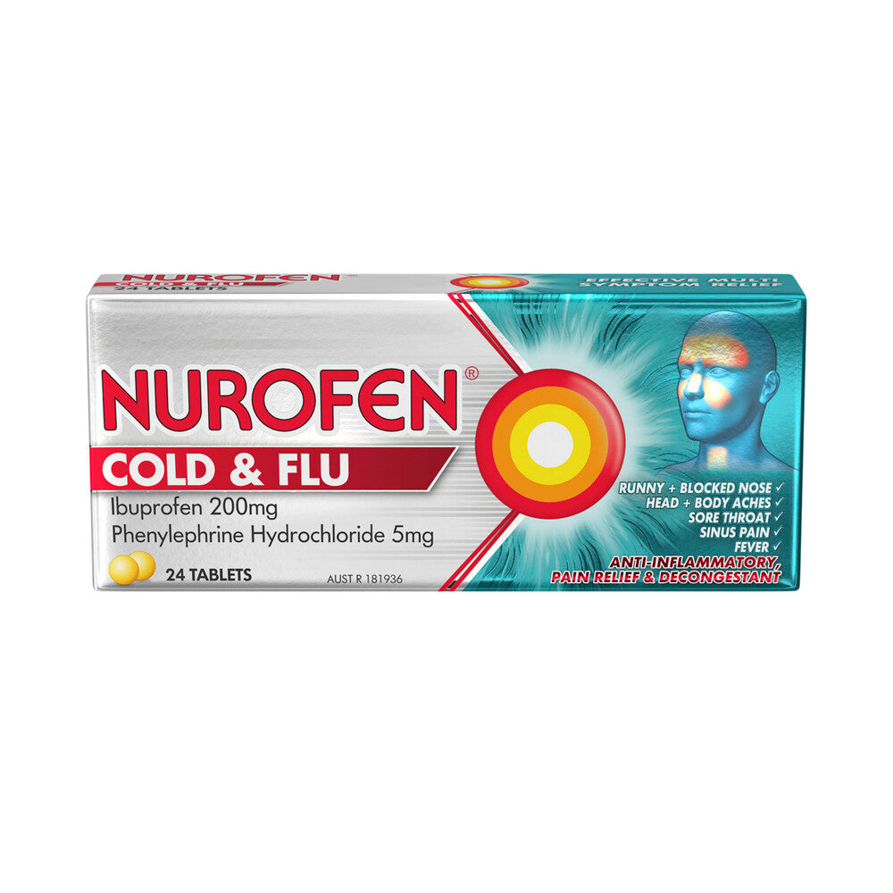 Nurofen Cold & Flu Ibuprofen 200mg Tablets - 24 pack