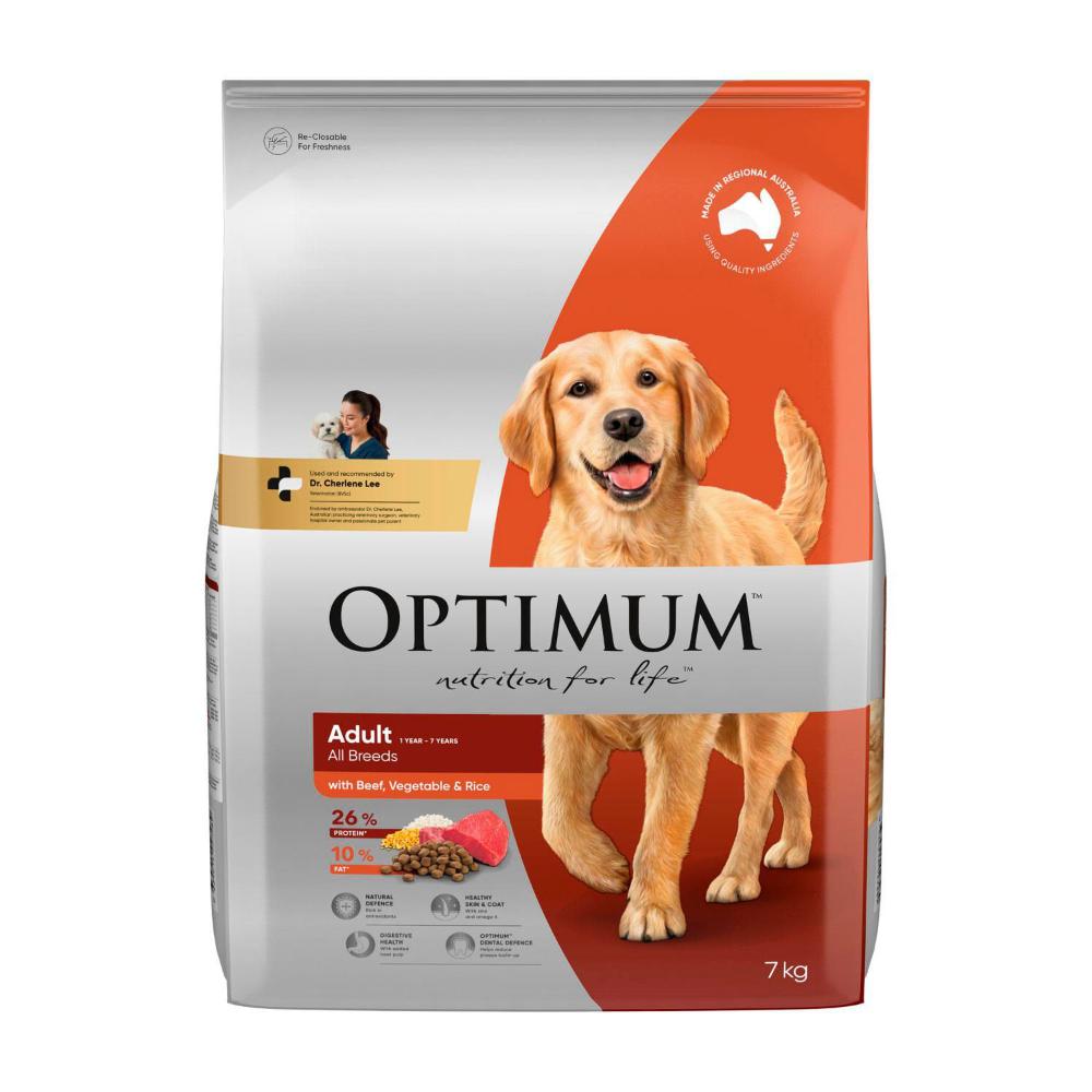 Optimum Adult All Breed Dry Dog Food With Beef Vegetables & Rice - 7kg