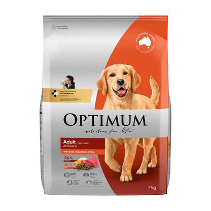 Optimum Adult All Breed Dry Dog Food With Beef Vegetables & Rice - 7kg