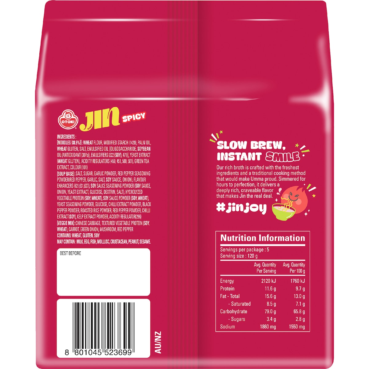 Otoki Jin Ramen Spicy Instant Noodles 120g 5 Pack
