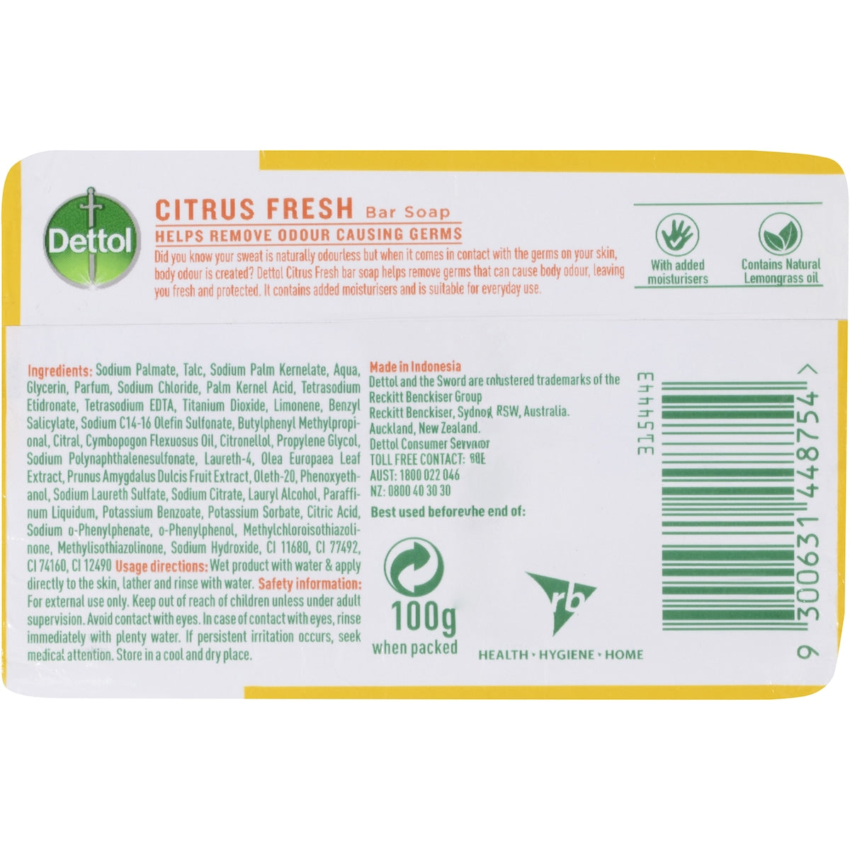 Dettol Citrus Fresh Bar Soap 100g X 3 Pack