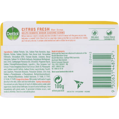 Dettol Citrus Fresh Bar Soap 100g X 3 Pack