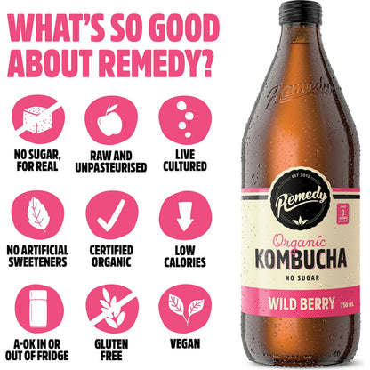 Remedy Kombucha Wild Berry 750ml