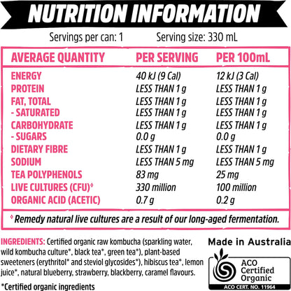 Remedy Organic Kombucha Wild Berry 330ml