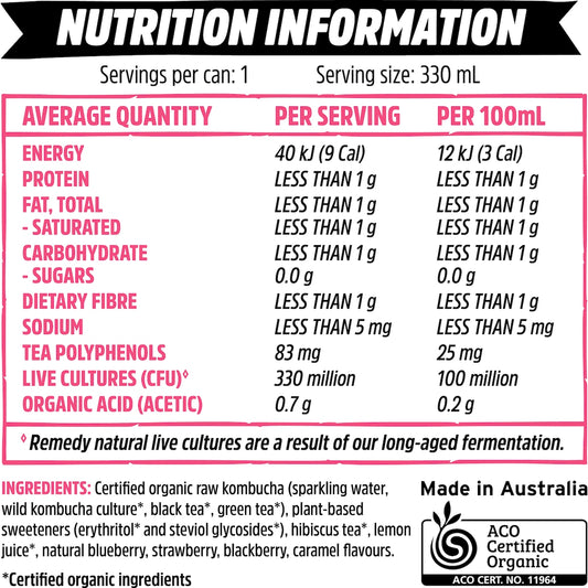 Remedy Organic Kombucha Wild Berry 330ml