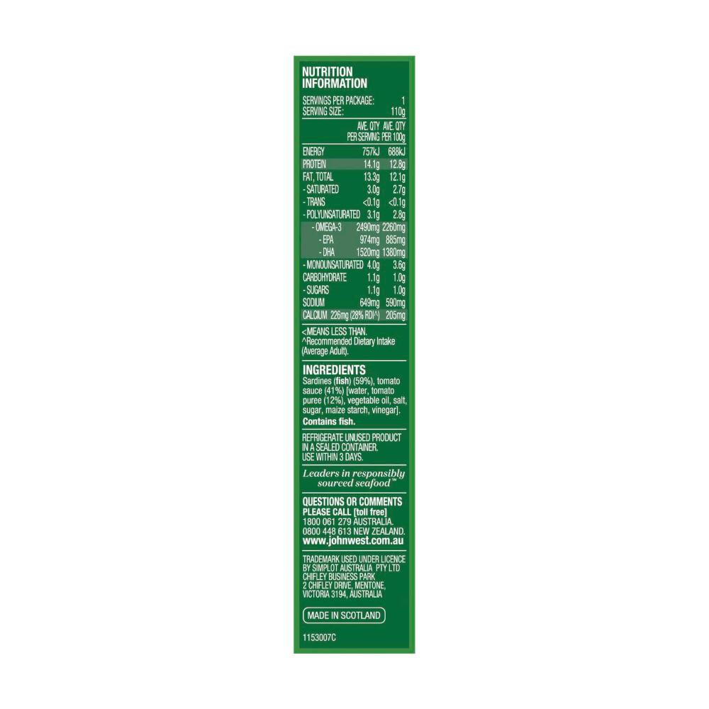 John West Sardines In Tomato Sauce - 110g