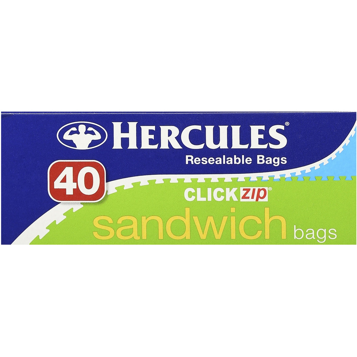 Hercules Click Zip Resealable Sandwich Bags 40 Pack