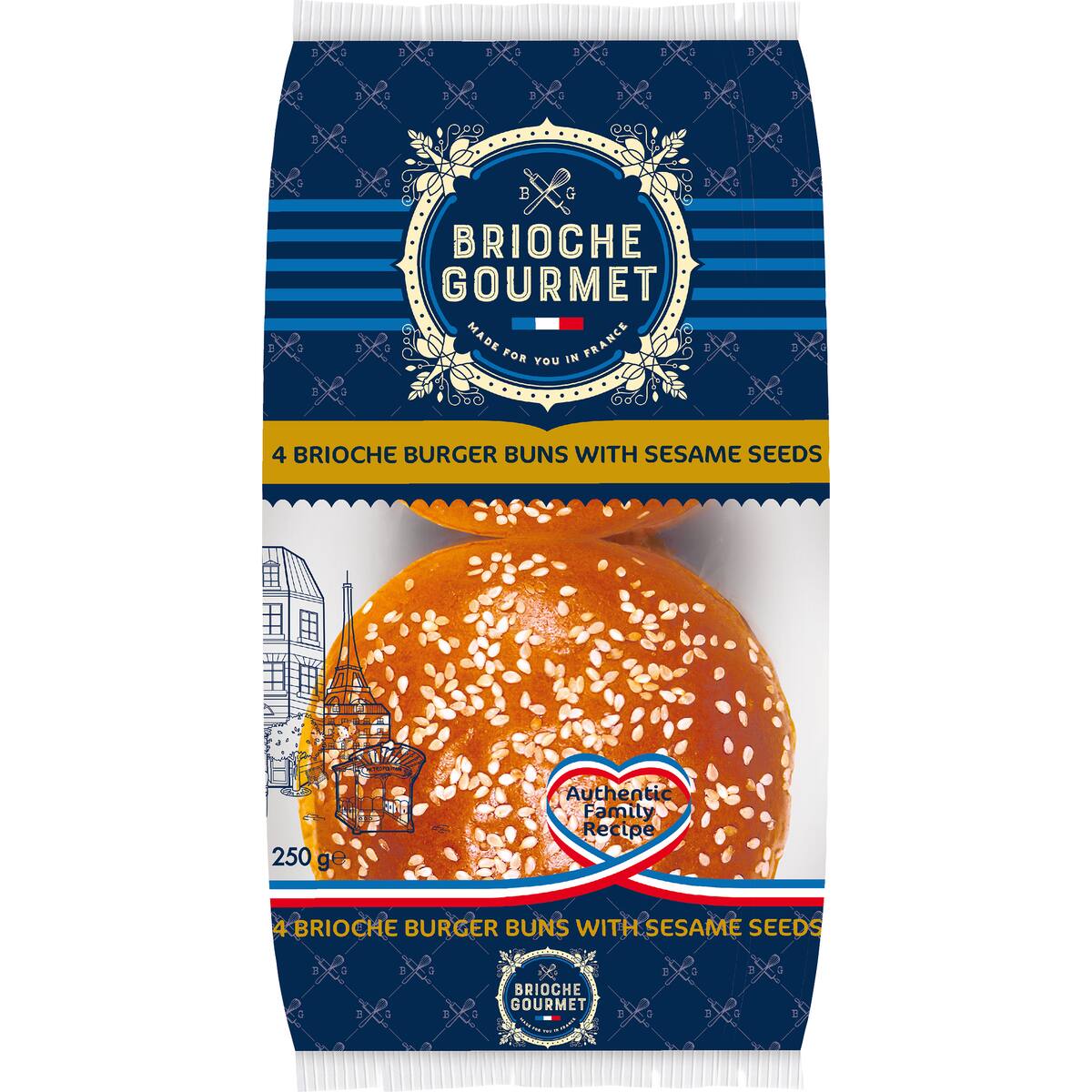 Brioche Gourmet Burger Buns With Sesame Seeds 4 Pack