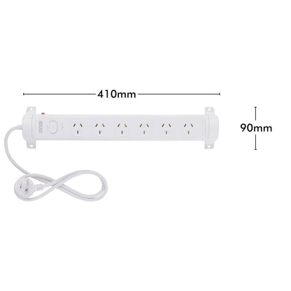 Arlec 6 Outlet Rotatable Powerboard - 90 x 410mm