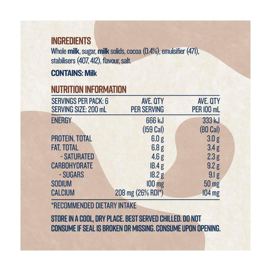 Devondale Moo Flavoured Chocolate Multipack Milk 200ml - 6 pack