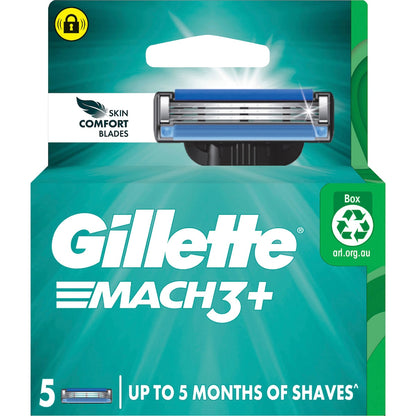 Gillette Mach 3+ Razor Blades Replacement Cartridges 5 Pack