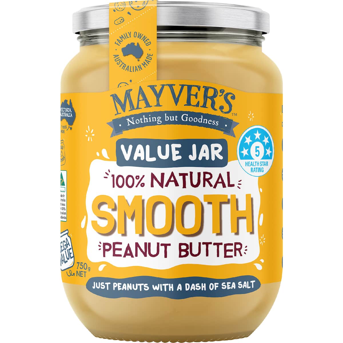 Mayver's Smooth Peanut Butter 750g