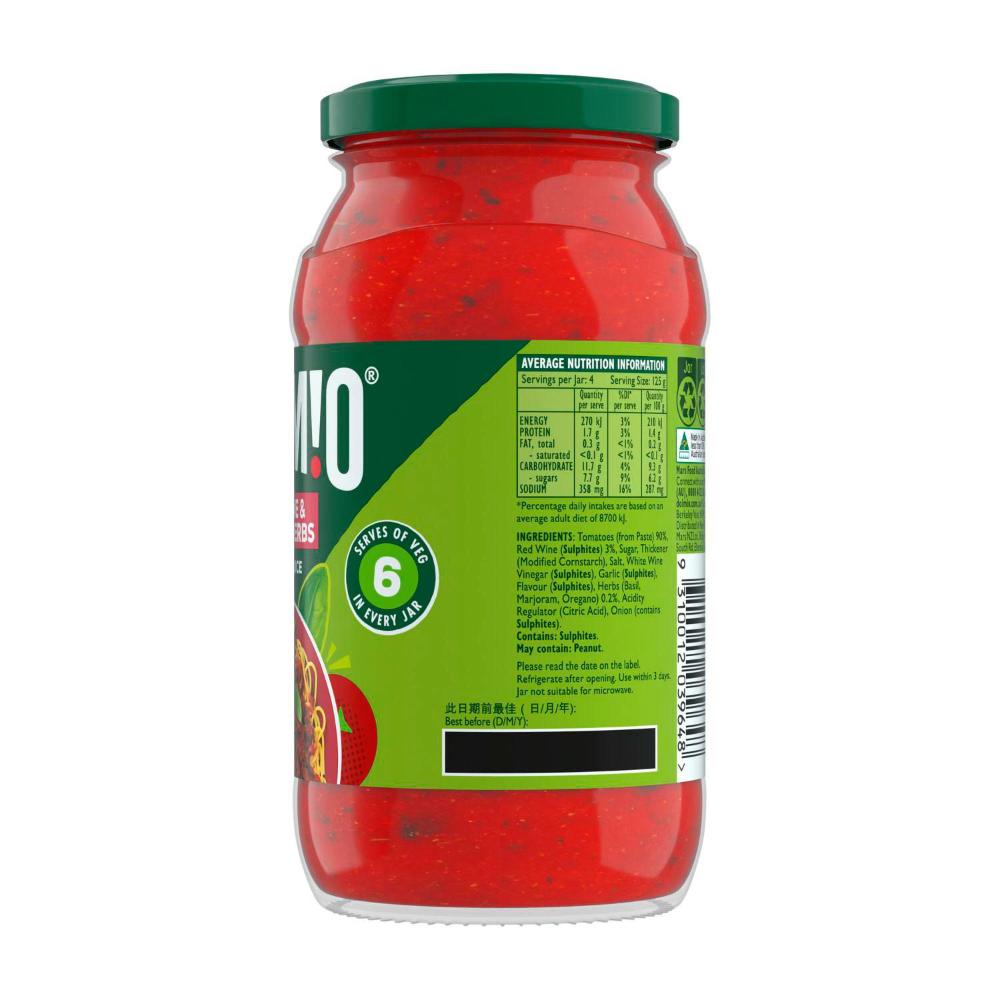 Dolmio Extra Pasta Sauce Red Wine & Italian Herb - 500g