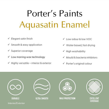 Porter's Aquasatin Enamel Paint - 1L - Irish Linen