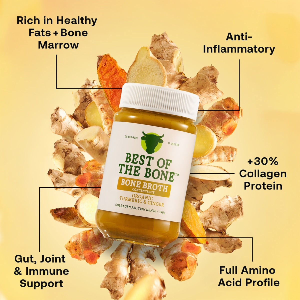 Best Of The Bone Broth Concentrate Organic Turmeric & Ginger 390g