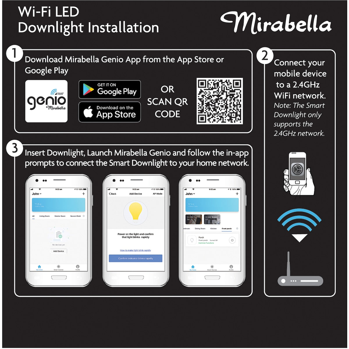 Mirabella Genio Wi-Fi Dimmable 6W LED GU10 Downlight – Smart Colour Changing Light (240V)