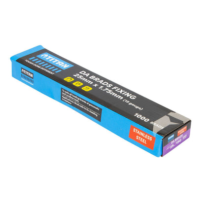 Titan Collated Nail Brads - 25 x 1.75mm - Stainless Steel - 1000 Pack