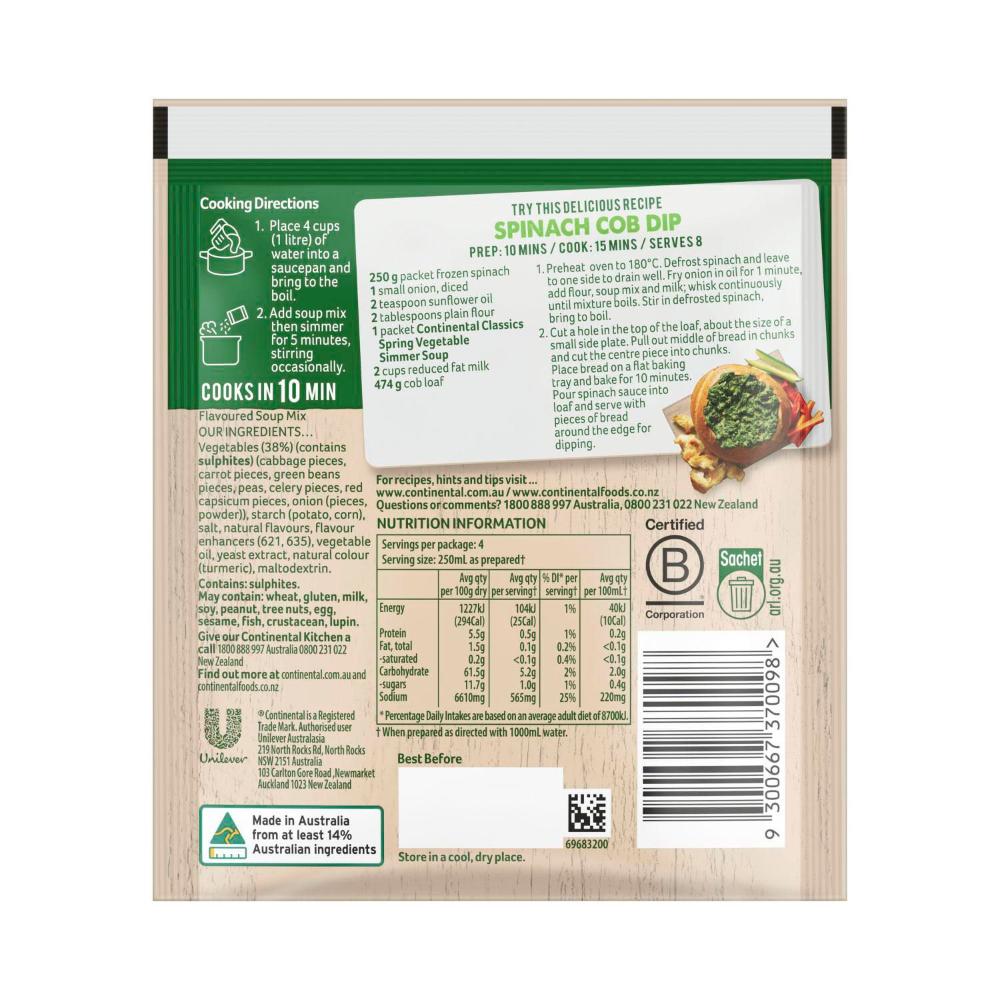 Continental Spring Vegetable Soup Serves 4 - 30g