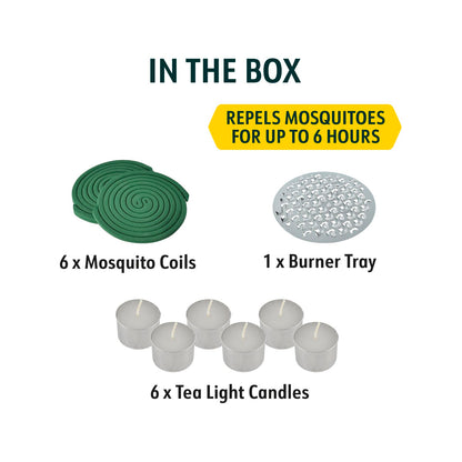 Bite Shield Mosquito Coil Diffuser Refills - 6 Coils & 6 Candles - 135 x 140 x 290mm