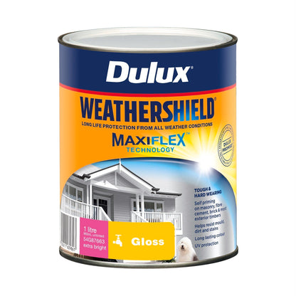 Dulux Weathershield Exterior Paint - 1L - Extra Bright Gloss