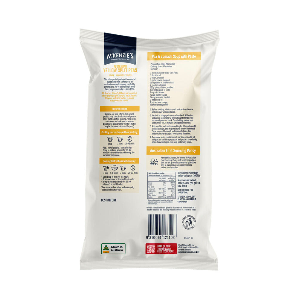 McKenzie's Split Yellow Peas - 500g