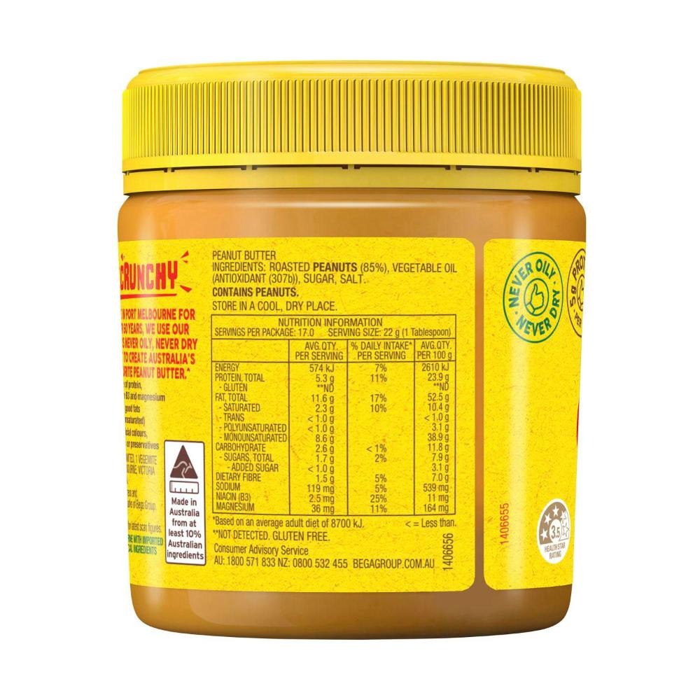 Bega Spread Peanut Butter Crunchy - 375g