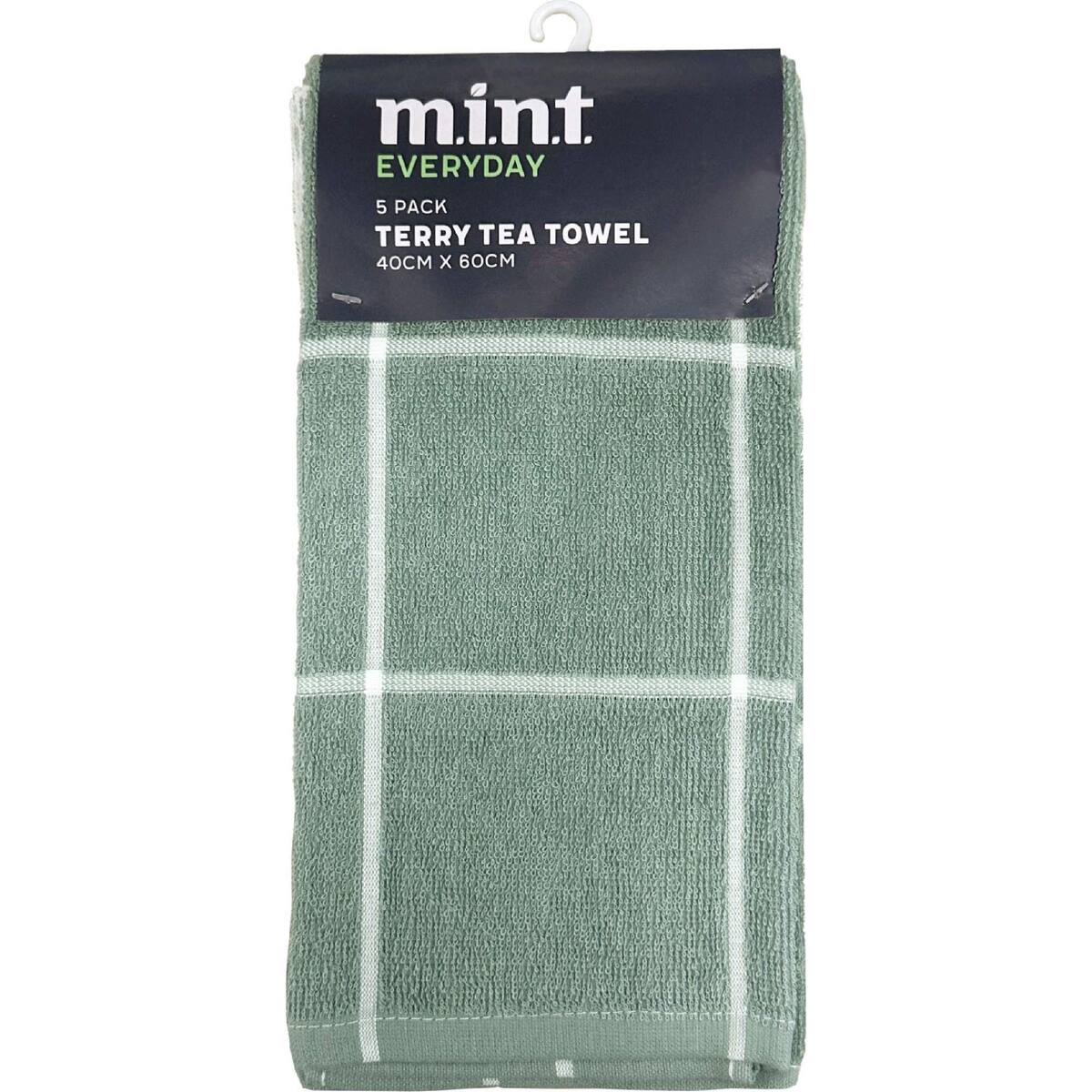 Mint Everyday Heavy Weight Tea Towel Terry Assorted 5 Pack