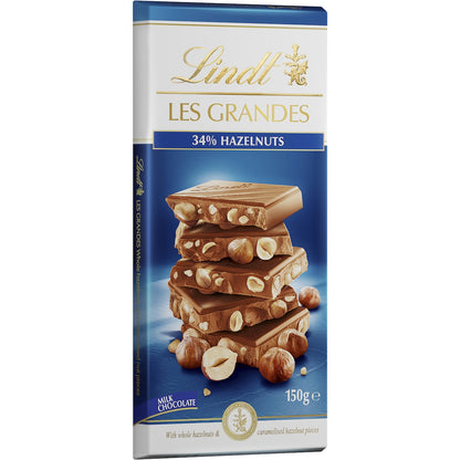 Lindt Les Grandes Milk Chocolate & Hazelnut Block 150g