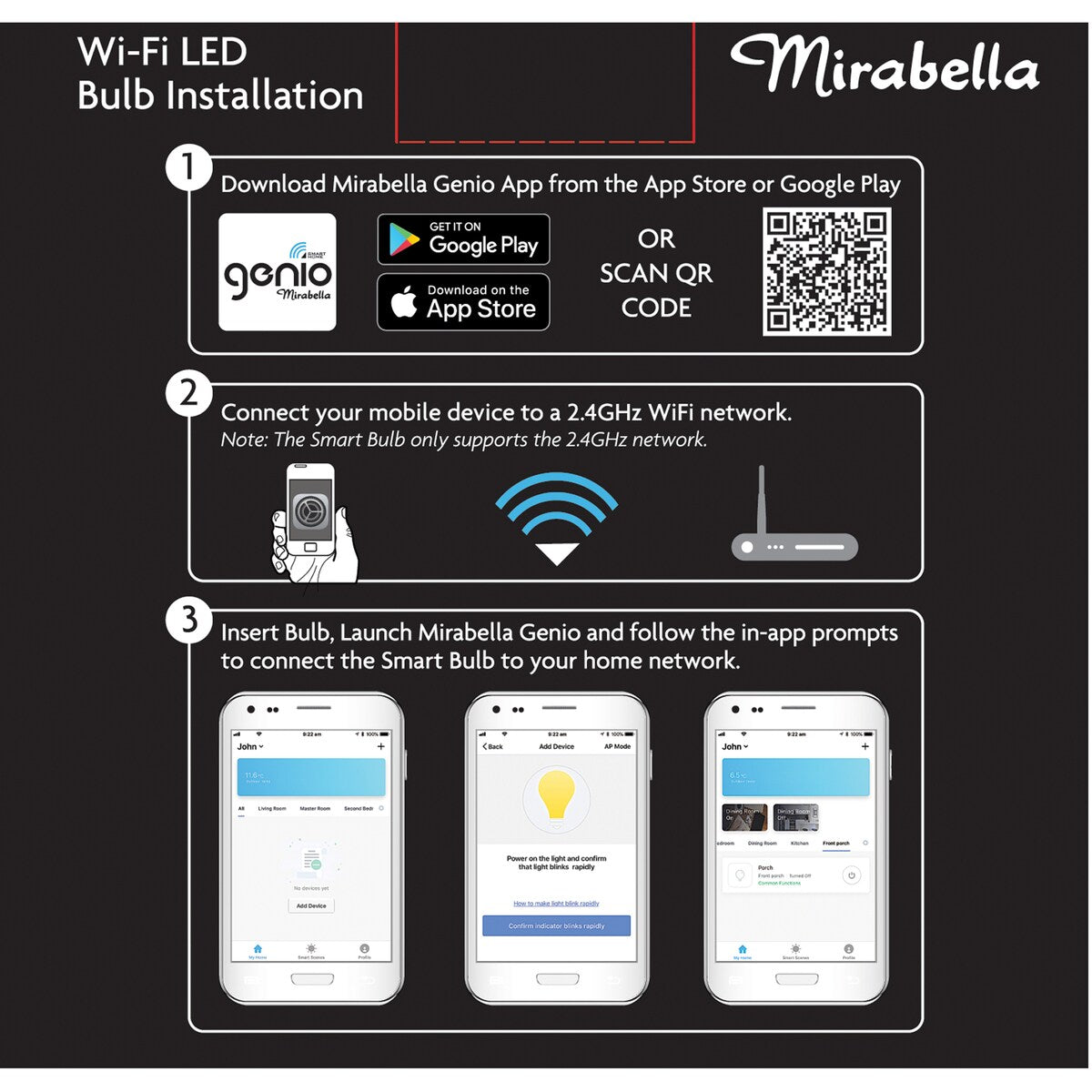 Mirabella Genio Wifi Dimmable 9W Led Gls Bayonet Cap each