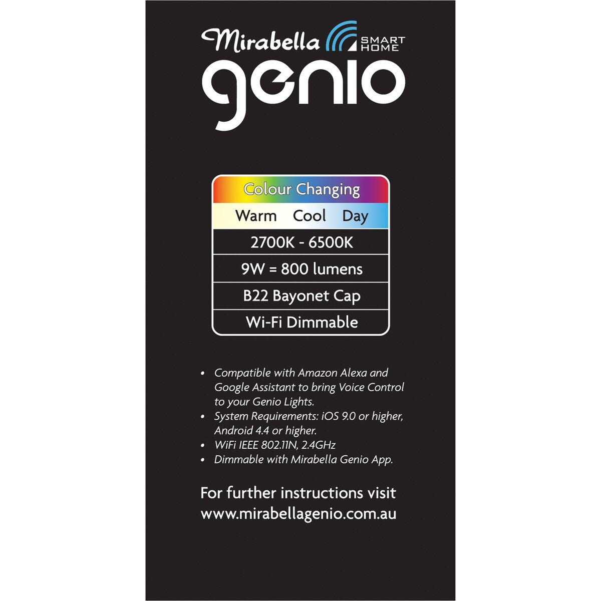 Mirabella Genio Wifi Dimmable 9W Led Gls Bayonet Cap each