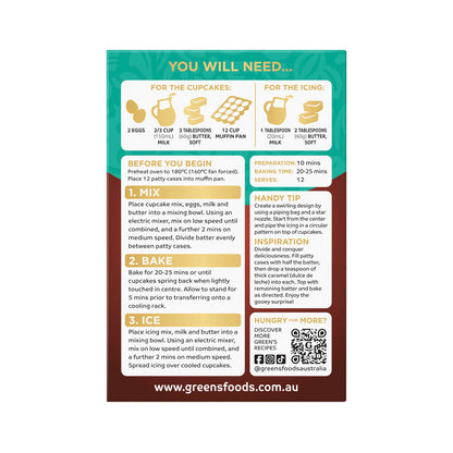 Green's Deluxe Chocolate Cupcake Mix - 450g