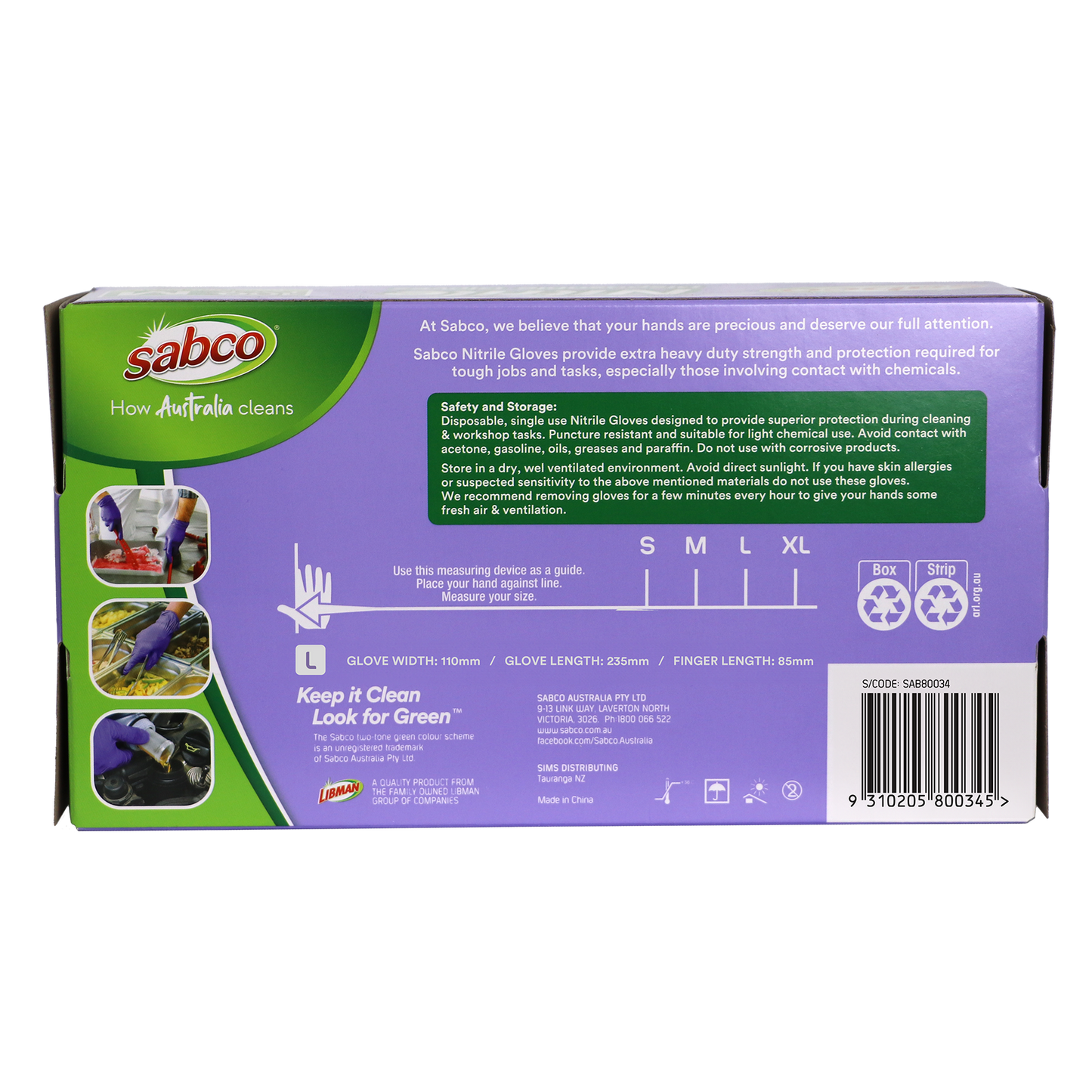 Sabco Nitrile Gloves - Large - 100 Pack
