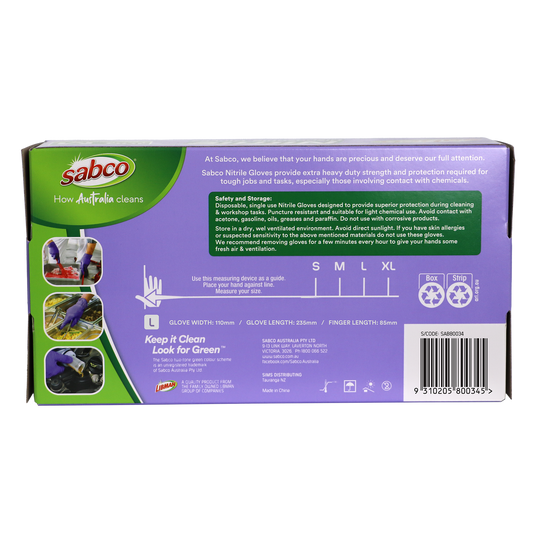 Sabco Large Disposable Nitrile Gloves - 100 Pack
